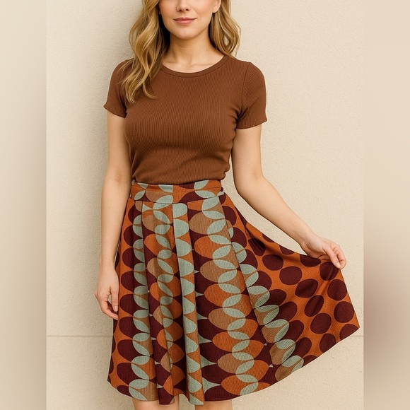 Anthropologie HD in Paris Paused Movements Silk Wide Pleat High Waist Skirt sz 4 - Picture 1 of 10